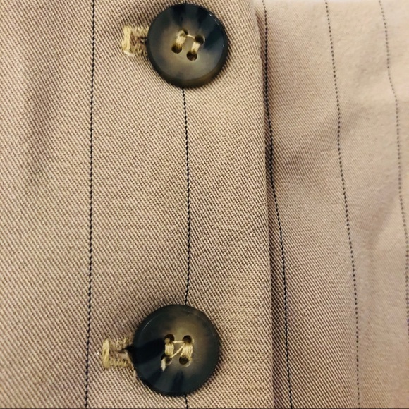 Button Front Tan Pinstripe Vest - Picture 4 of 6